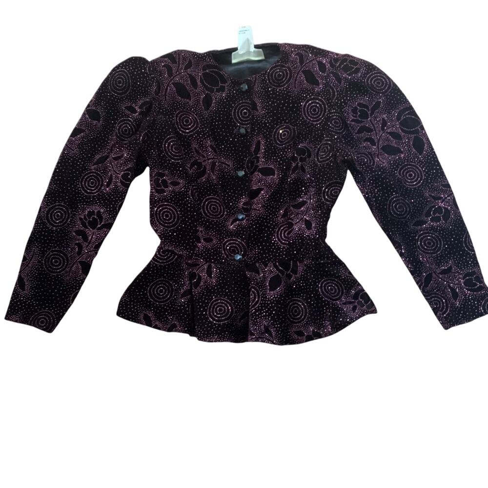 Gunne Sax size 11 small black purple glitter dark goth academia vamp whimsi